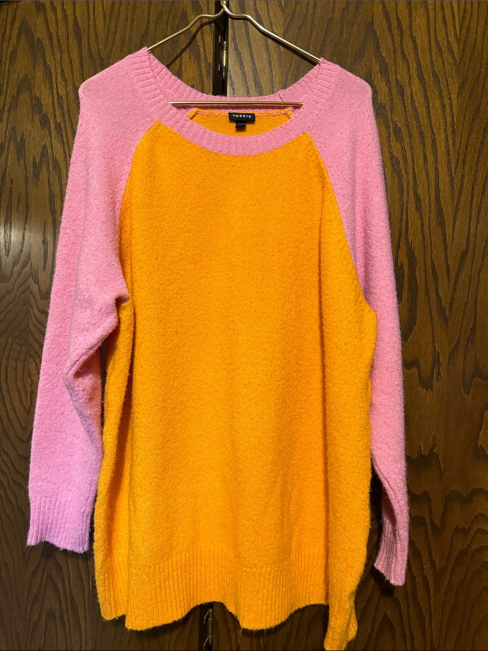 torrid Pink & Orange Colorblock Crewneck Sweater